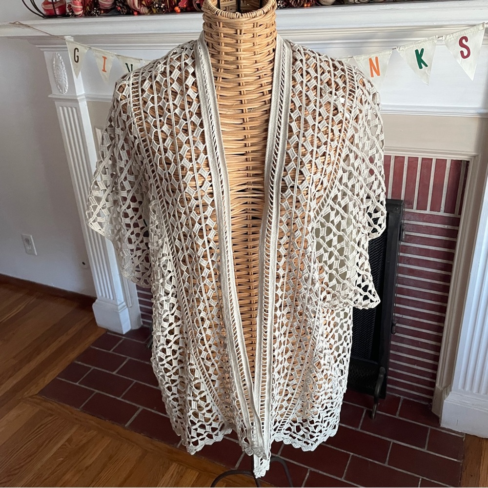 XCVI knit cardigan indie mesh vest coverup New